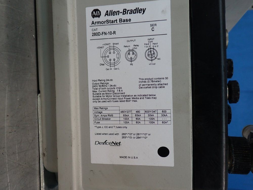 Allen-bradley 3 Hp Armorstart Distributed Motor Controller - 280d-f12z-10c-grw-3-p1