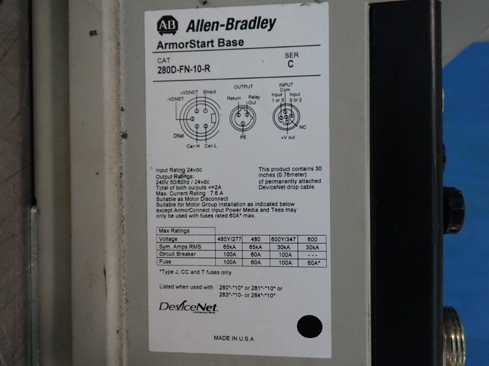 Allen-bradley 3 Hp Armorstart Distributed Motor Controller - 280d-f12z-10c-grw-3-p1