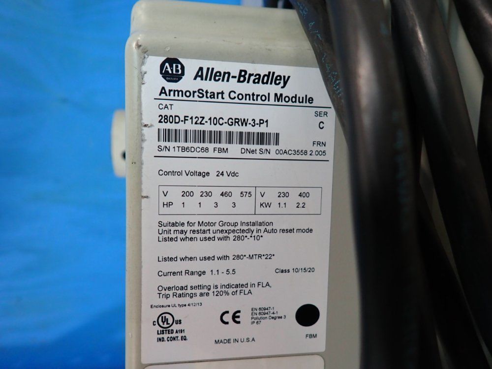 Allen-bradley 3 Hp Armorstart Distributed Motor Controller - 280d-f12z-10c-grw-3-p1