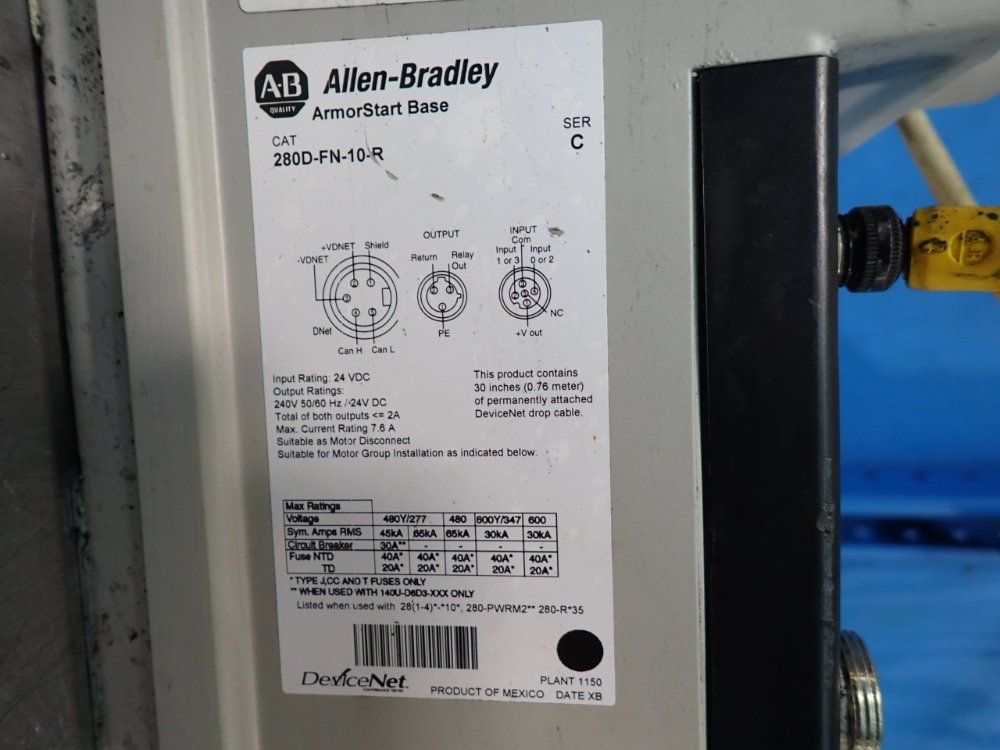 Allen-bradley 3 Hp Armorstart Distributed Motor Controller - 280d-f12z-10c-grw-3-p1