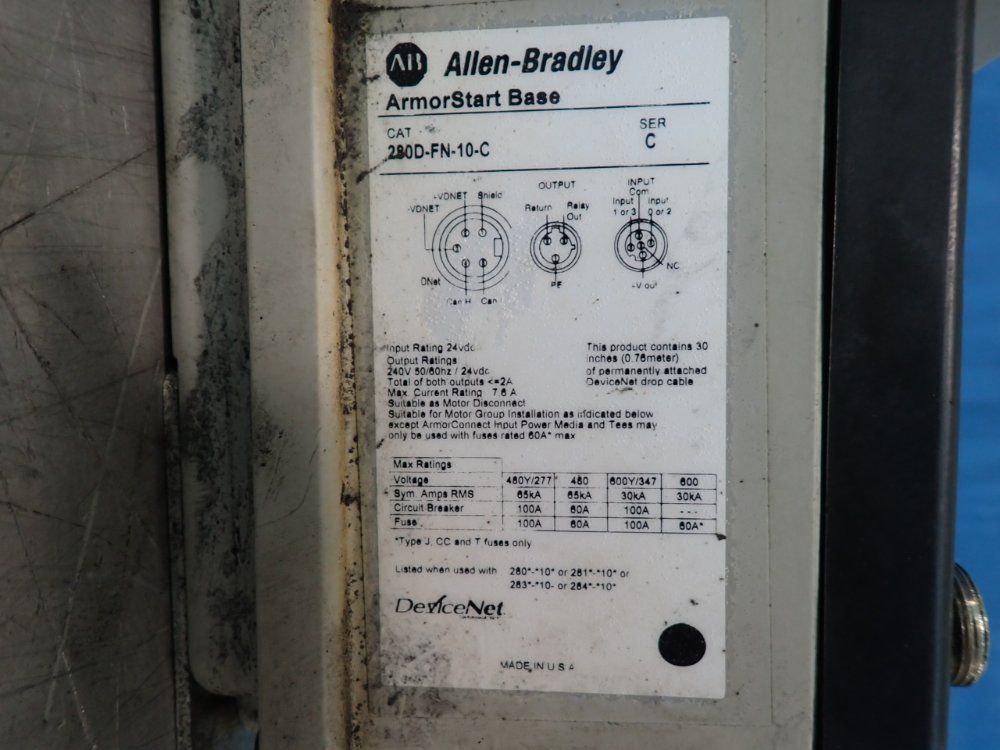 Allen-bradley 3 Hp Armorstart Distributed Motor Controller - 280d-f12z-10c-grw-3-p1