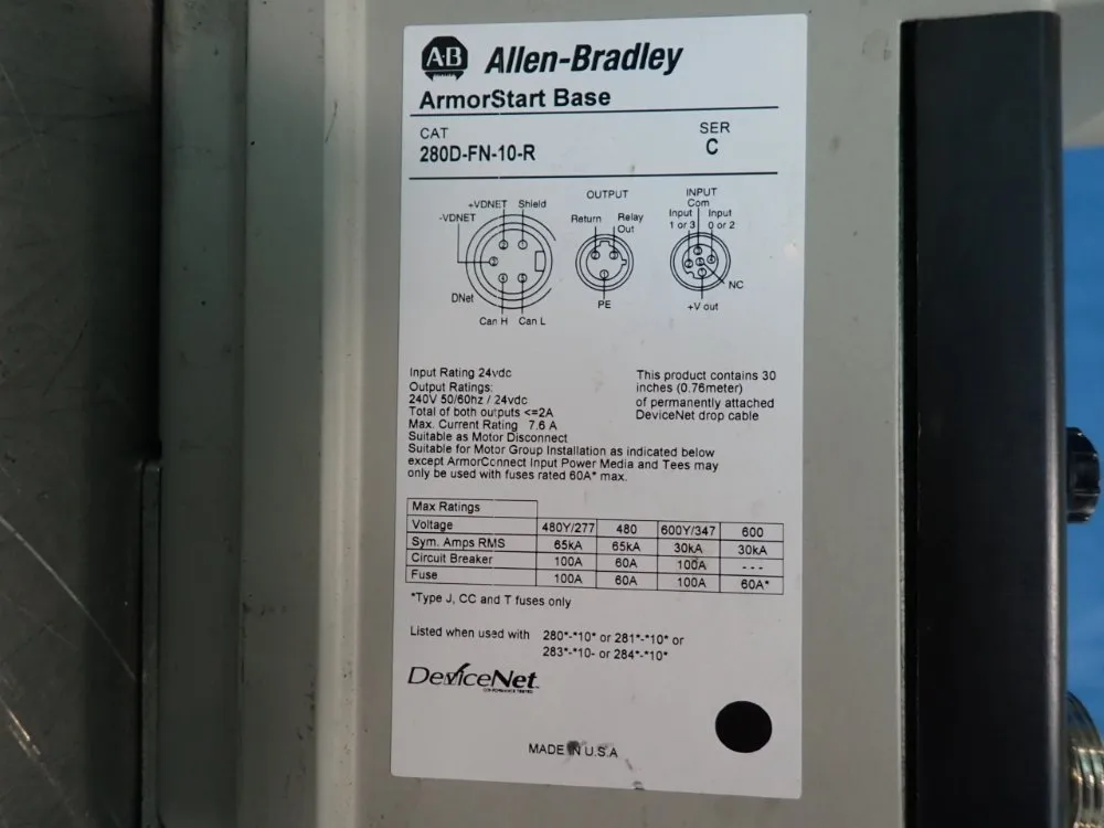 Allen-bradley 3 Hp Armorstart Distributed Motor Controller - 280d-f12z-10c-grw-3-p1