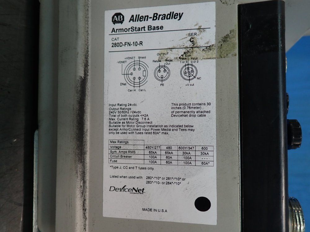 Allen-bradley 3 Hp Armorstart Distributed Motor Controller - 280d-f12z-10c-grw-3-p1