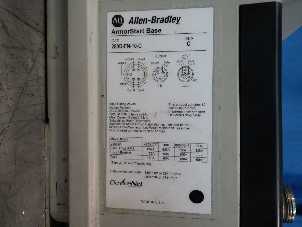 Allen-bradley 3 Hp Armorstart Distributed Motor Controller - 280d-f12z-10c-grw-3-p1