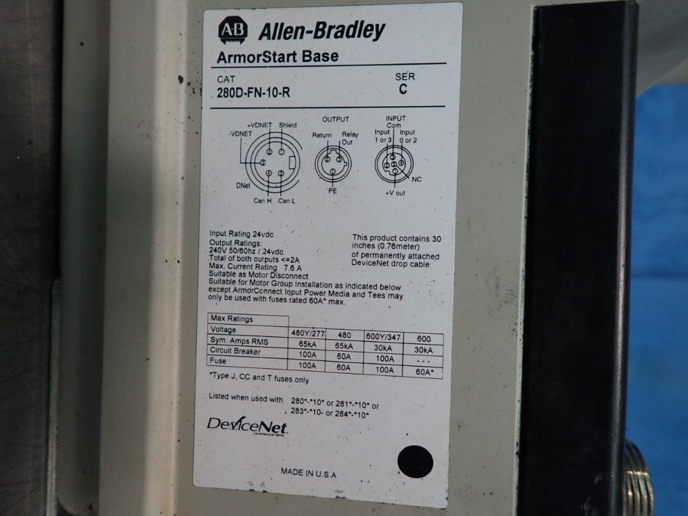Allen-bradley 3 Hp Armorstart Distributed Motor Controller - 280d-f12z-10c-grw-3-p1