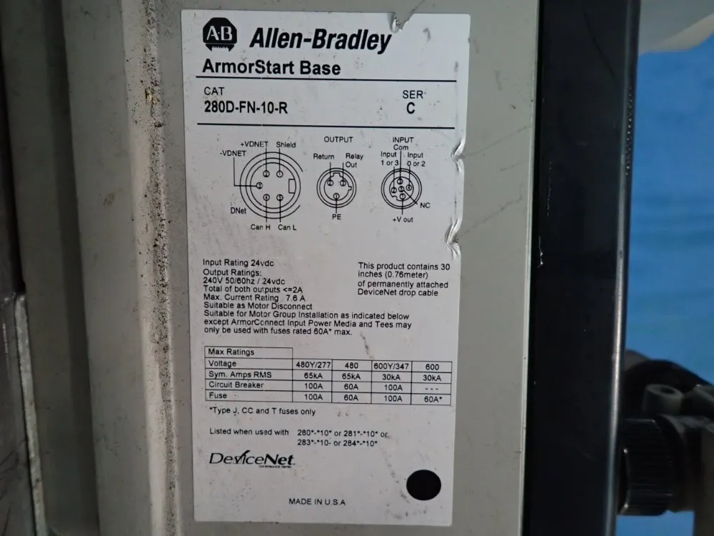 Allen-bradley 3 Hp Armorstart Distributed Motor Controller - 280d-f12z-10c-grw-3-p1