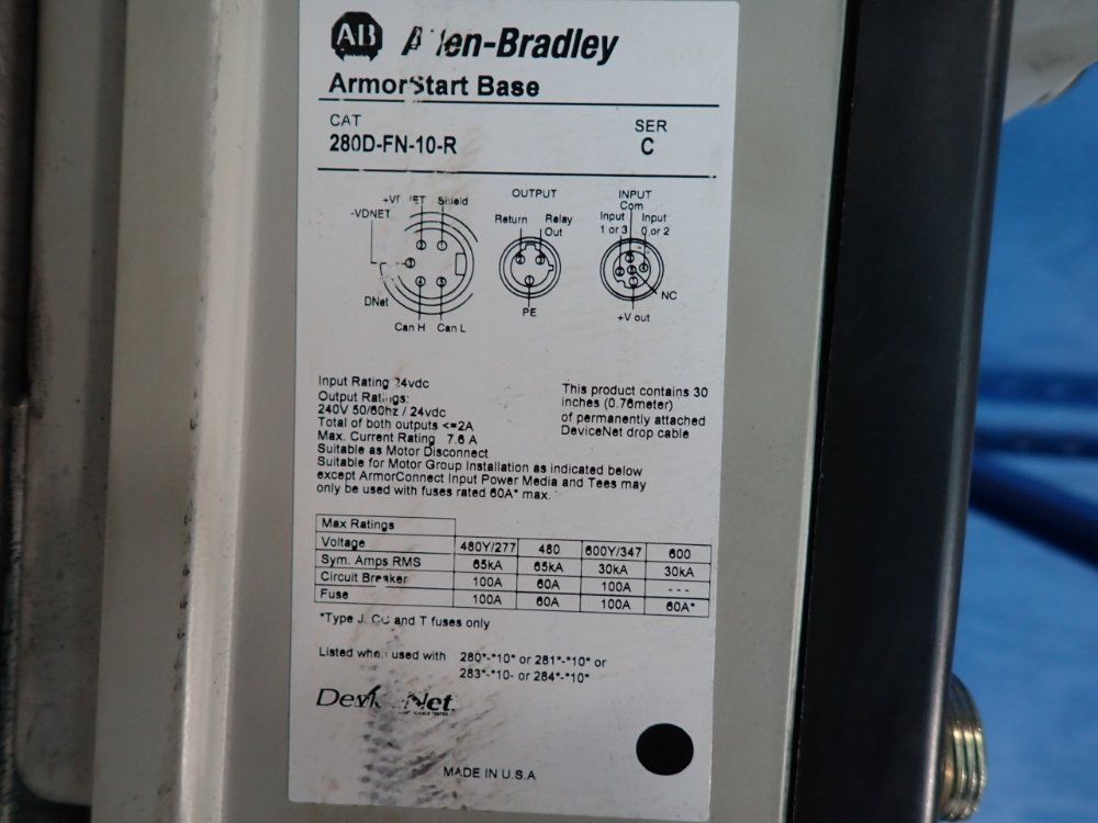Allen-bradley 3 Hp Armorstart Distributed Motor Controller - 280d-f12z-10c-grw-3-p1