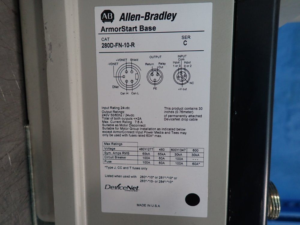 Allen-bradley 3 Hp Armorstart Distributed Motor Controller - 280d-f12z-10c-grw-3-p1