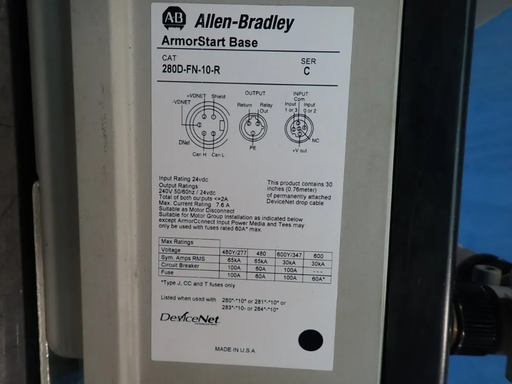 Allen-bradley 3 Hp Armorstart Distributed Motor Controller - 280d-f12z-10c-grw-3-p1