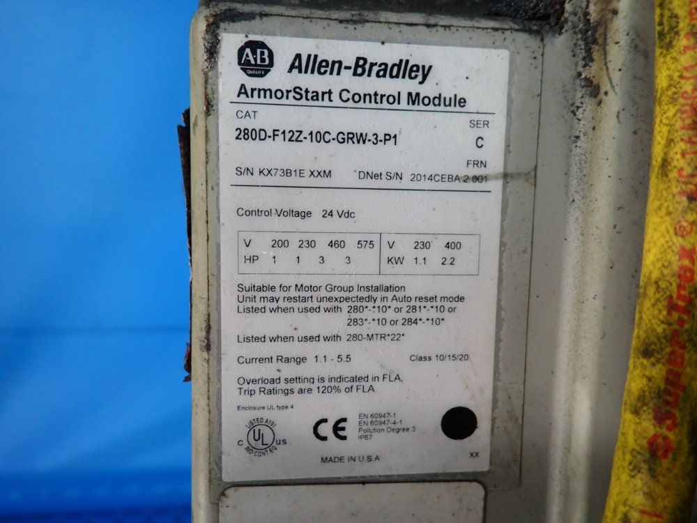 Allen-bradley 3 Hp Armorstart Distributed Motor Controller - 280d-f12z-10c-grw-3-p1