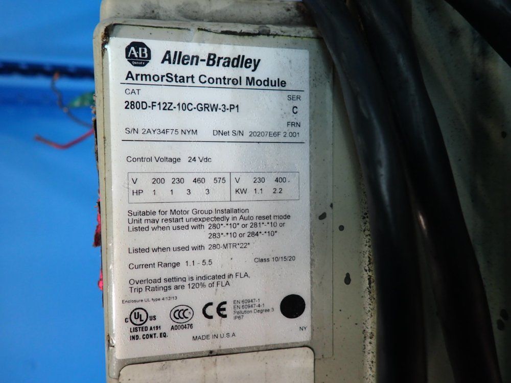Allen-bradley 3 Hp Armorstart Distributed Motor Controller - 280d-f12z-10c-grw-3-p1