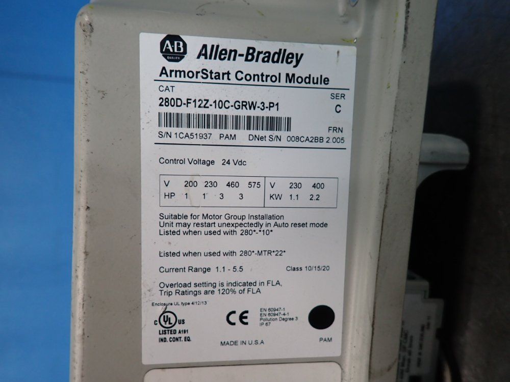 Allen-bradley 3 Hp Armorstart Control Module - 280d-f12z-10c-grw-3-p1