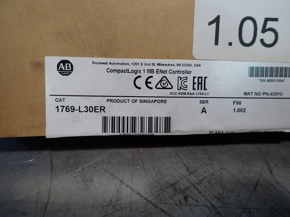Allen Bradley Enet Controller - 1769-l30er