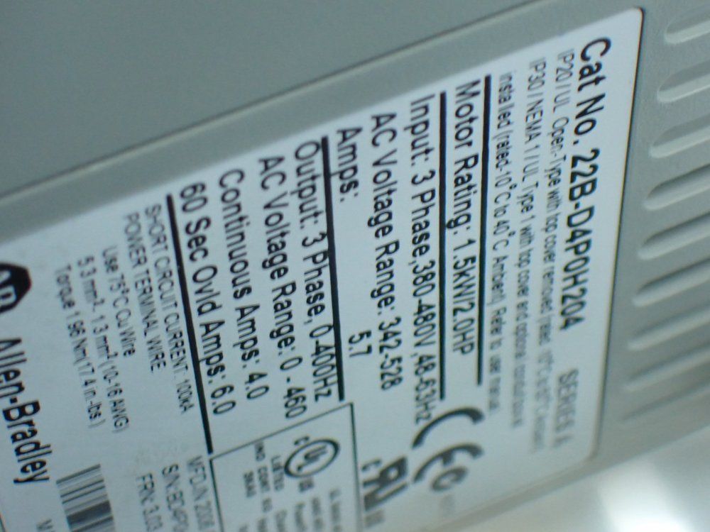 Allen-bradley Powerflex Enclosure W/22b-d4p0h204 Drive - 23b-d4p0d104nn-p6-s7