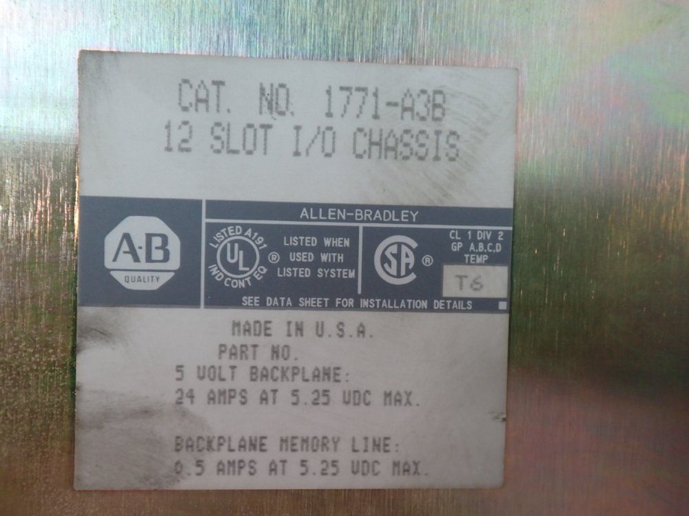 Allen-bradley 12 Slot I/o Chassis - 1771-a3b