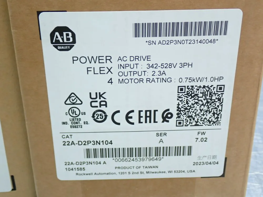 Allen Bradley Adjustable Frequency Ac Drive - 22a-d2p3n104