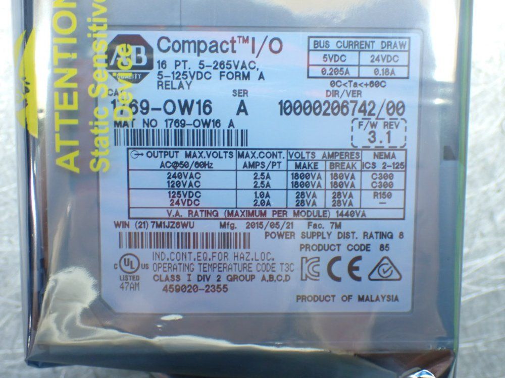Allen-bradley Compact I/o 16-point Ac/dc Relay Output Module - 1769-ow16