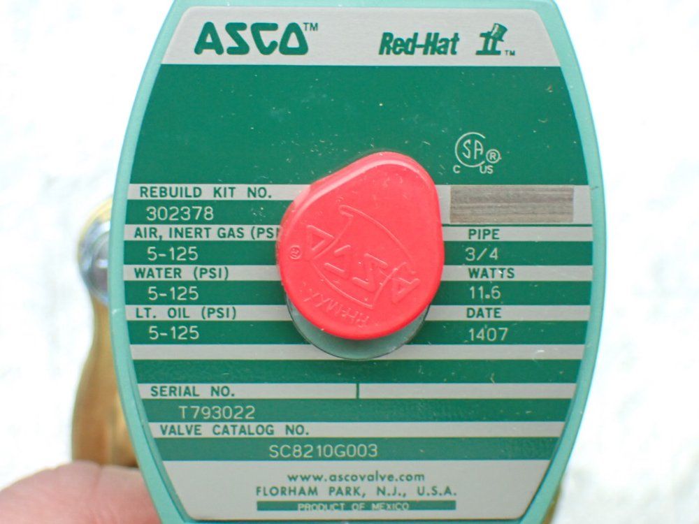 Asco 5-125psi Redhat Solenoit Valve - Sc821g003