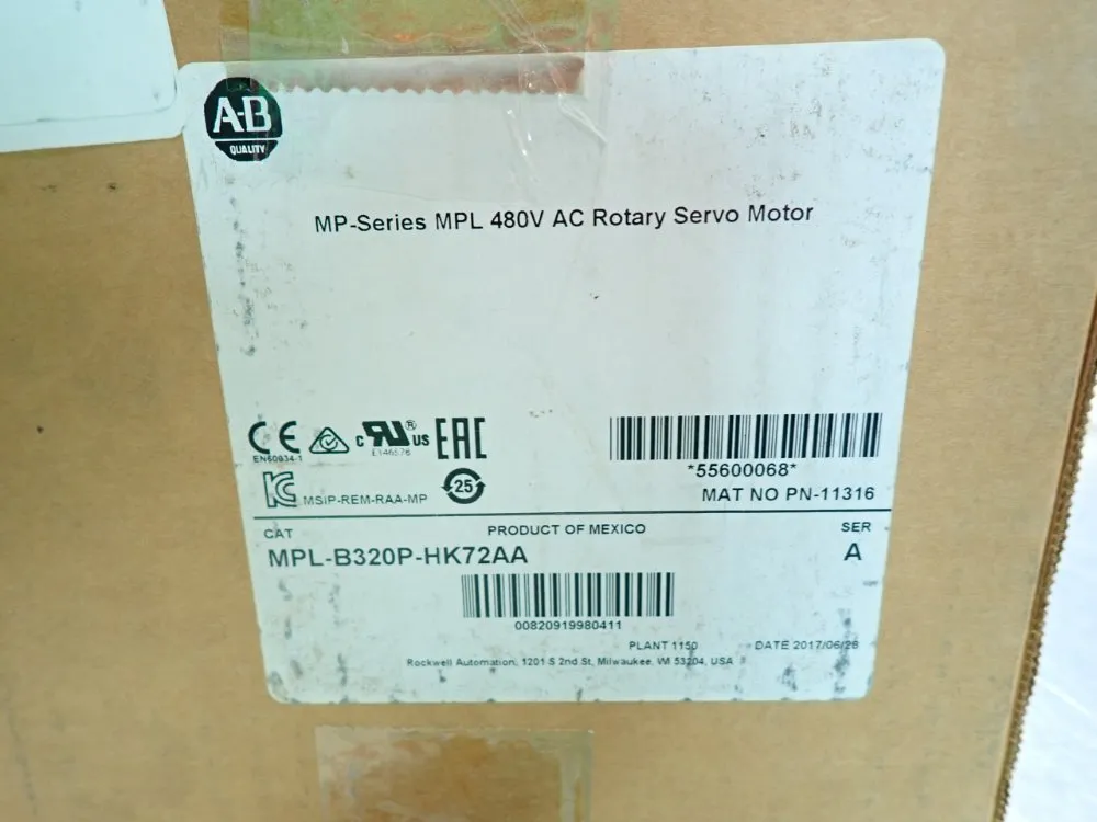Allen Bradley Mp-series Ac Servo Motor - Mpl-b320p-hk72aa