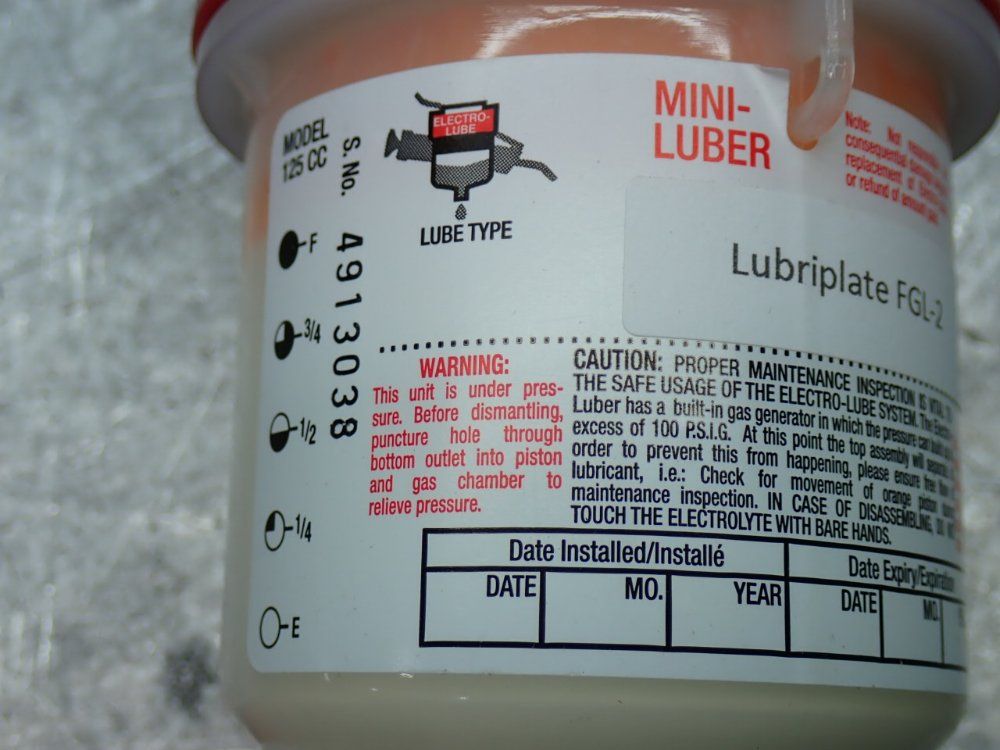 Electro-lube 8 Electonic Lubricators 125cc - Lubriplate Fgl-2