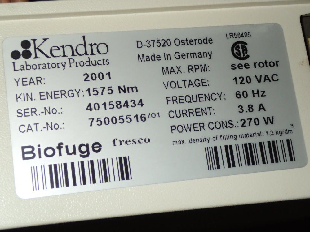 Sorvall 6'' X 2'' Centrifuge / Biofuge - 42005516