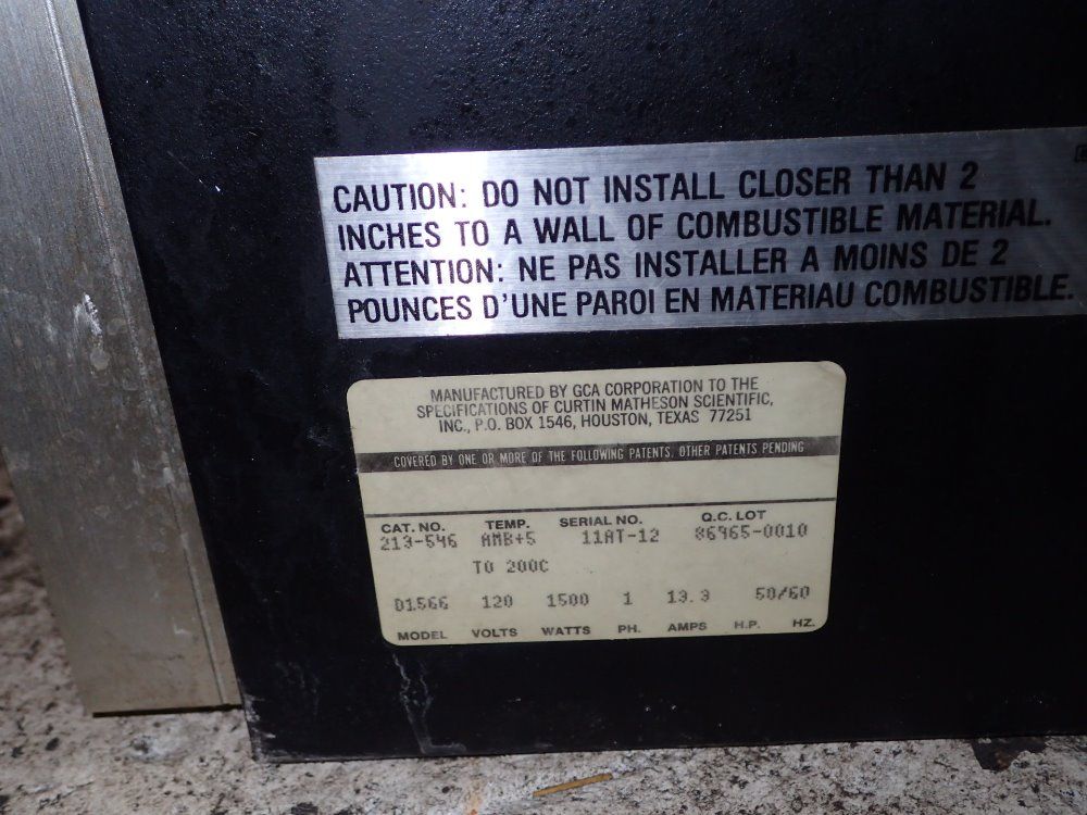 Curtin Matheson Vacuum Oven