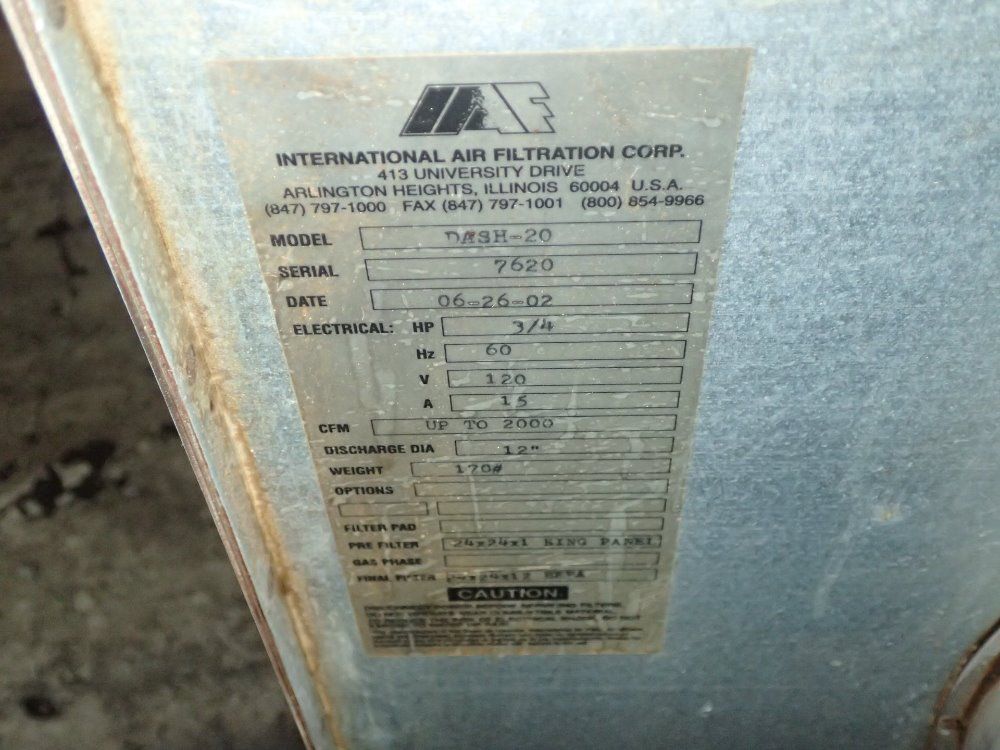 International Air Filtration Corp. Portable Air Filtration Unit