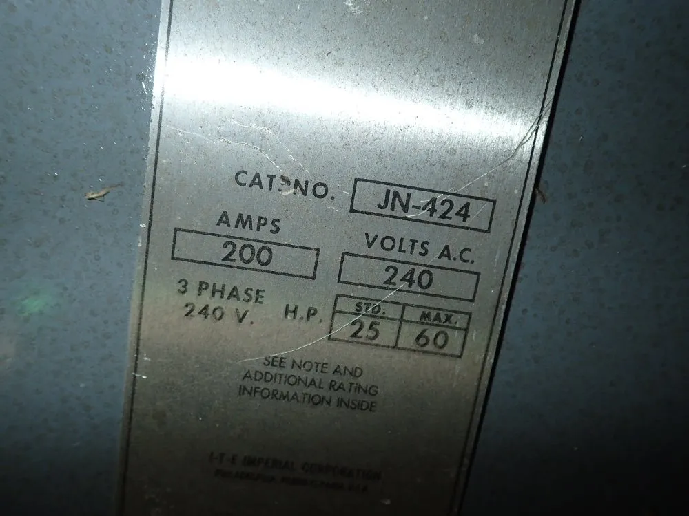 Ite 200a-240vac Fusible Disconnect - Jn-424