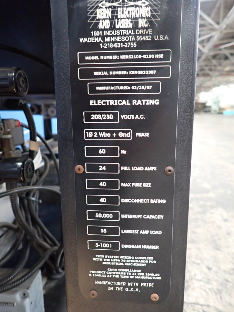 Kern 52" X 100" Ker52100-g150 Hse Laser Engraver - Ker52100-g150 Hse
