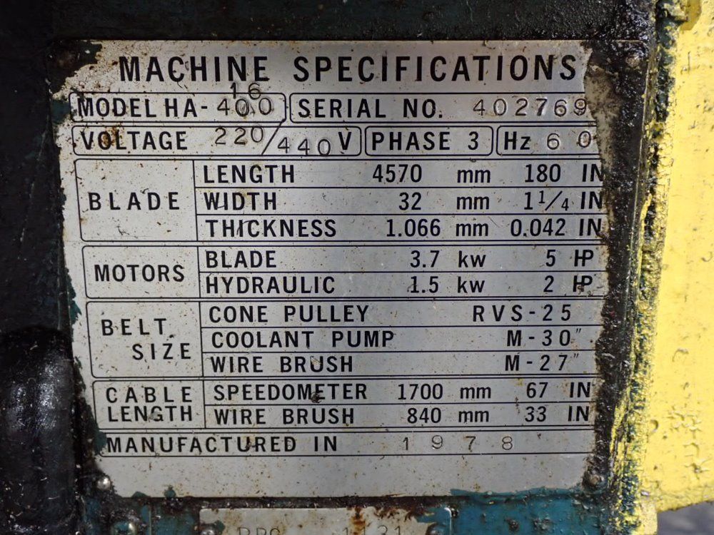 Kysor/johnson 18" X 16" Ha16 Horizontal Band Saw - Ha16