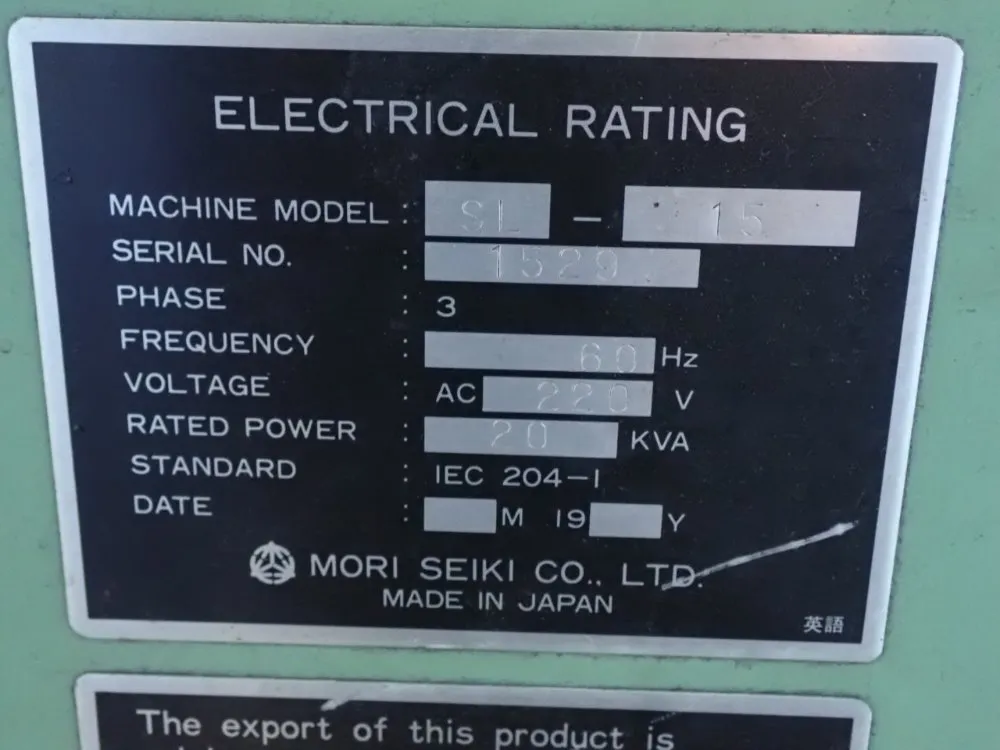 Mori Seiki Sl-15 Cnc Lathe - Sl-15