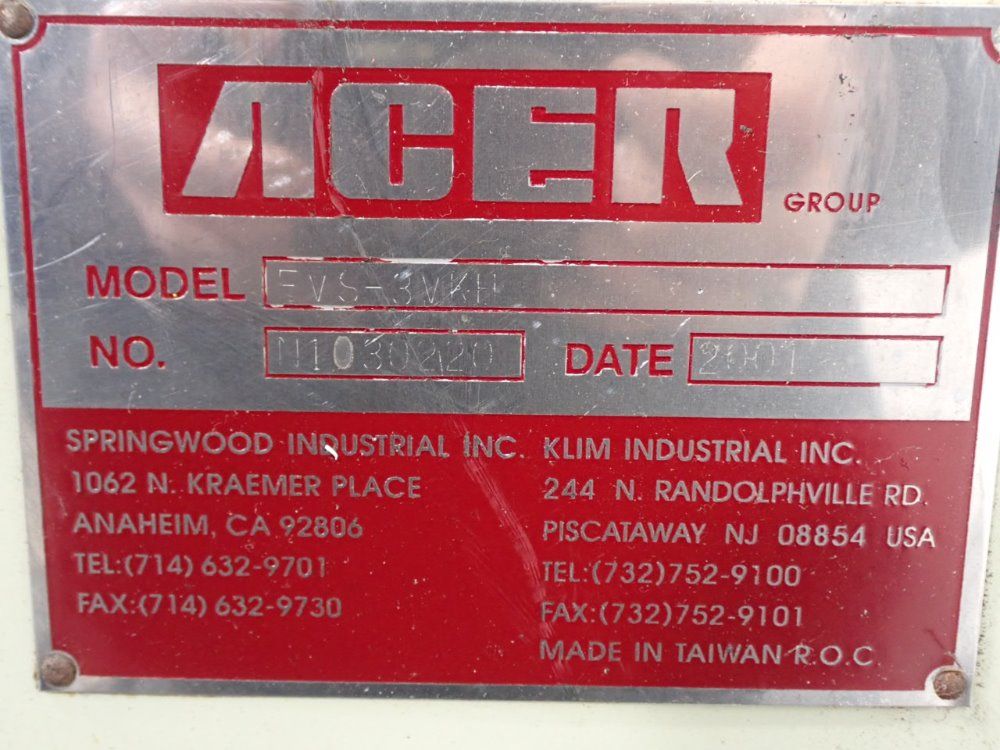 Acer 10" X 50" Fvs-3vkh Vertical Mill - Fvs-3vkh