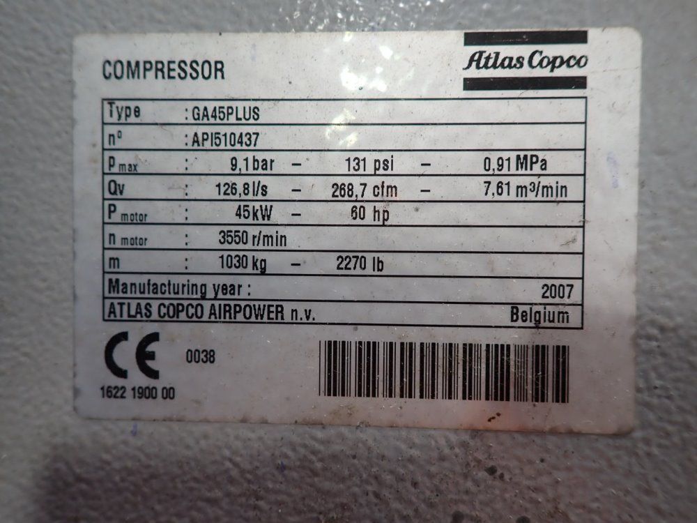 Atlas Copco Atlas Copco Ga45 Plus Air Compressor
