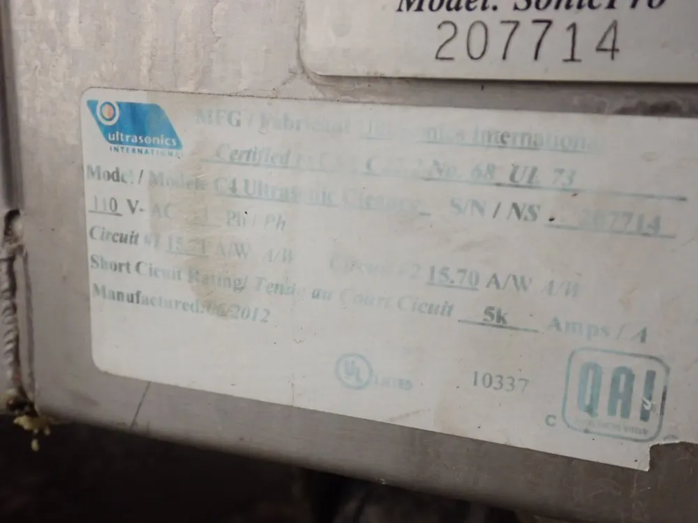 Ultrasonics International/fireline Systems 22" X 32" X 16" Sonic Pro/c4 Cleaning Line - Sonic Pro/c4