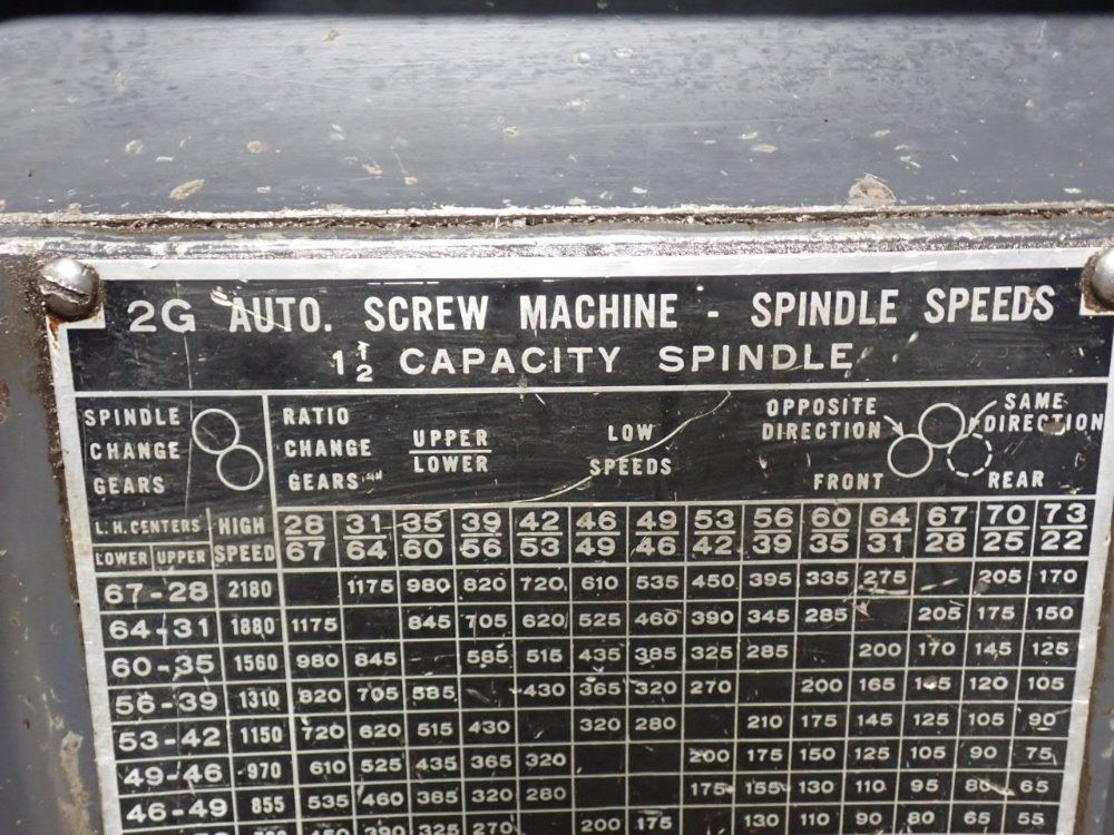 Brown & Sharpe 1 1/2" 2g Auto Screw Machine - 2g