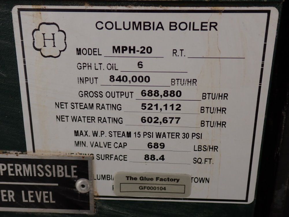 Columbia 840,000 Btu Mph-20 Boiler - Mph-20