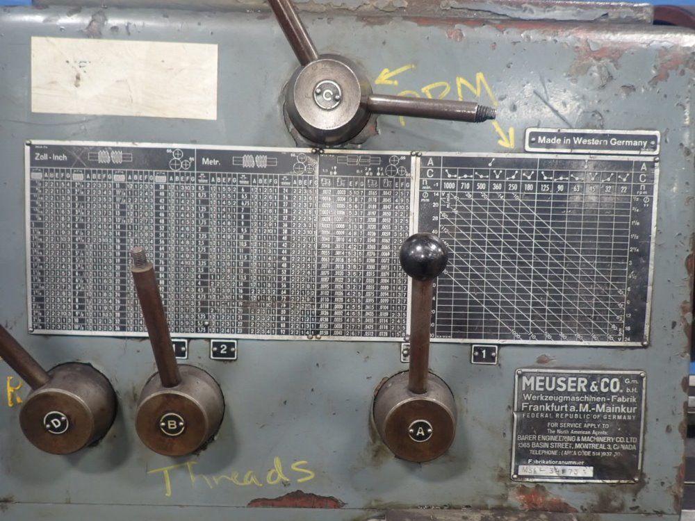 Meuser 29" / 36" X 120" Gap-bed Lathe