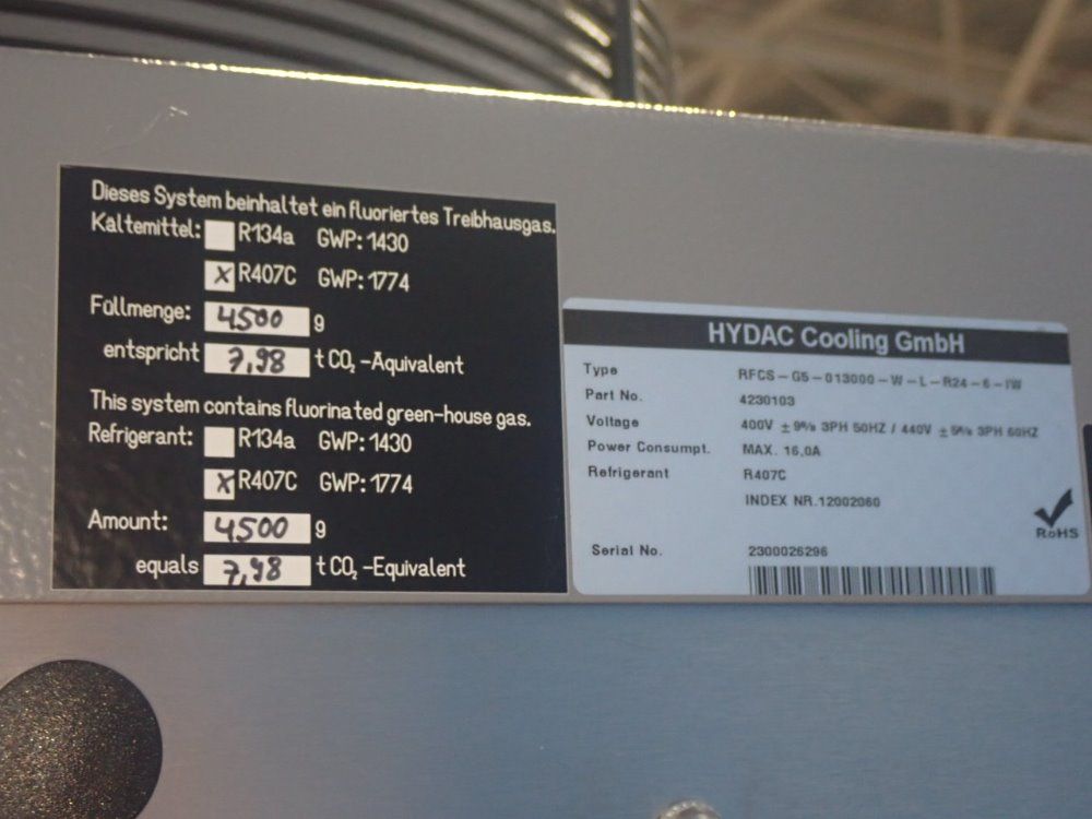 Hydac Rfcs-g5-013000-w-l-r24-6-iw Chiller - Rfcs-gs-013000-w-l-r24-6-iw