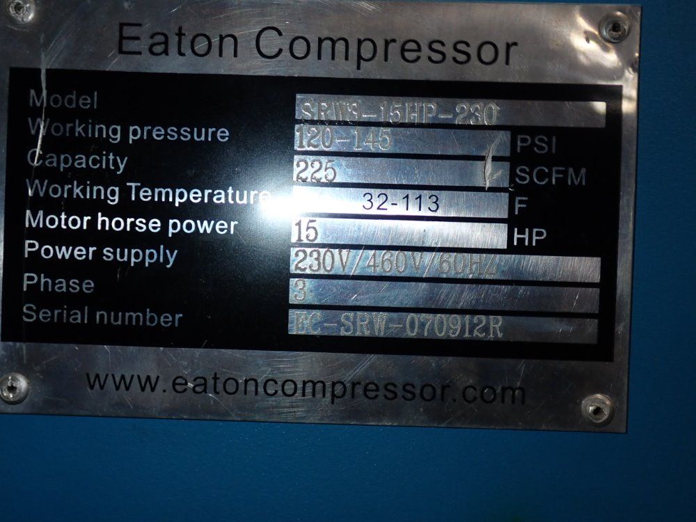 Eaton 15 Hp Srw3-15 Hp-230 Air Compressor - Srw3-15 Hp-230