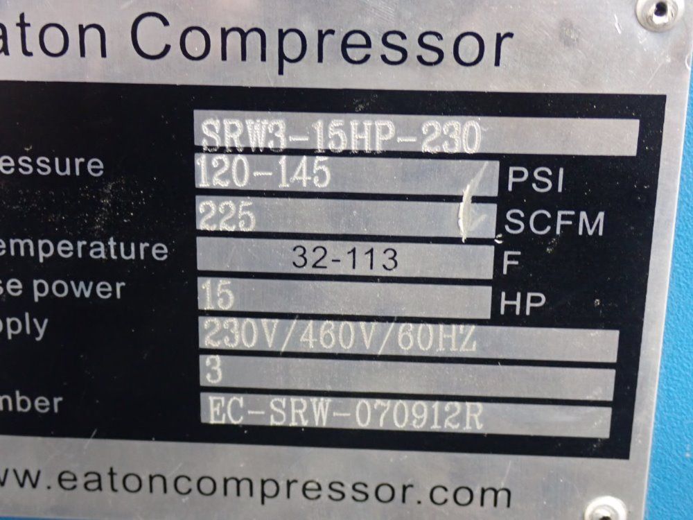 Eaton 15 Hp Srw3-15 Hp-230 Air Compressor - Srw3-15 Hp-230