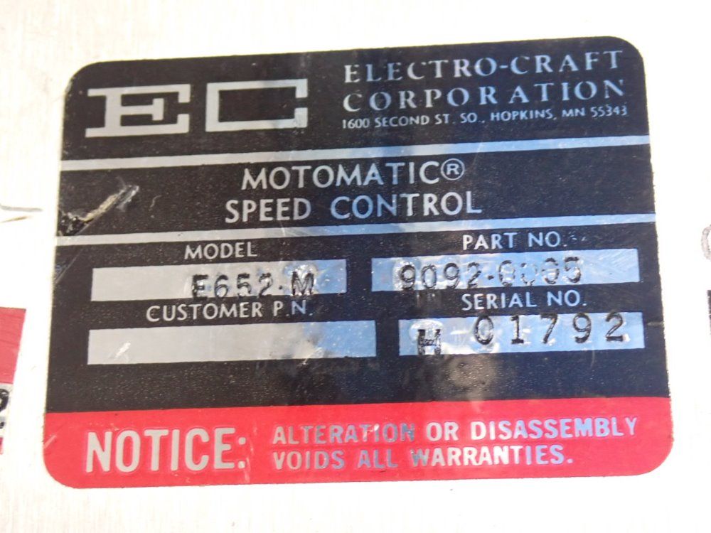 Electro-craft Corp. Speed Control