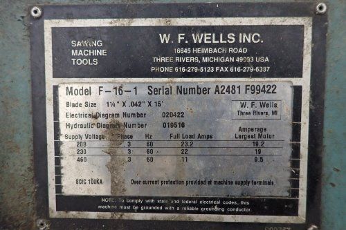 Wf Wells Horizontal Band Saw