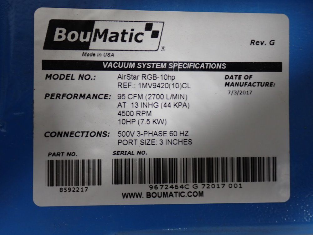 Boumatic 10 Hp Air Star Rgb-10hp Vacuum System - Air Star Rgb-10hp