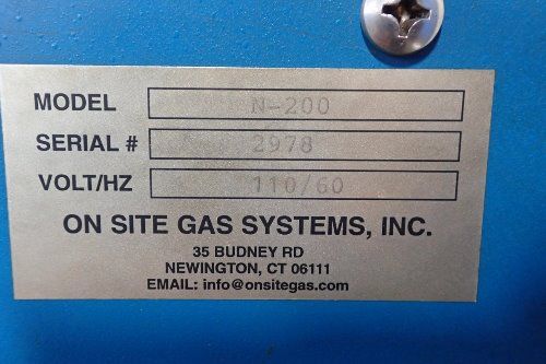 On Site Gas Systems N-200 Nitrogen Gas Generator - N-200