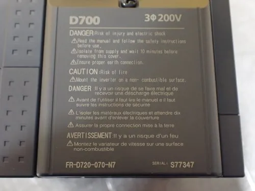 Mitsubishi . Fr-d720-070-n7. Compact Drive Unit. Output=7amp, 3ph, Ac200-240v - Fr-d720-070-n7