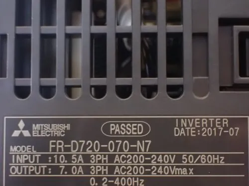 Mitsubishi . Fr-d720-070-n7. Compact Drive Unit. Output=7amp, 3ph, Ac200-240v - Fr-d720-070-n7