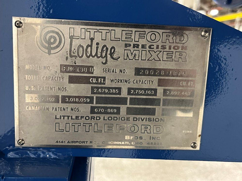 Littleford Littleford Fm130d Ss Mixer 46 Cu Ft