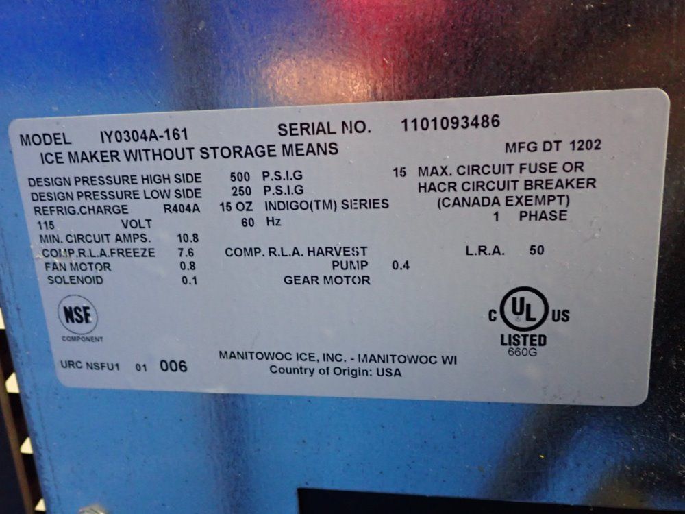 Manitowoc Iy0304a-161 Ice Maker - Iy0304a-161