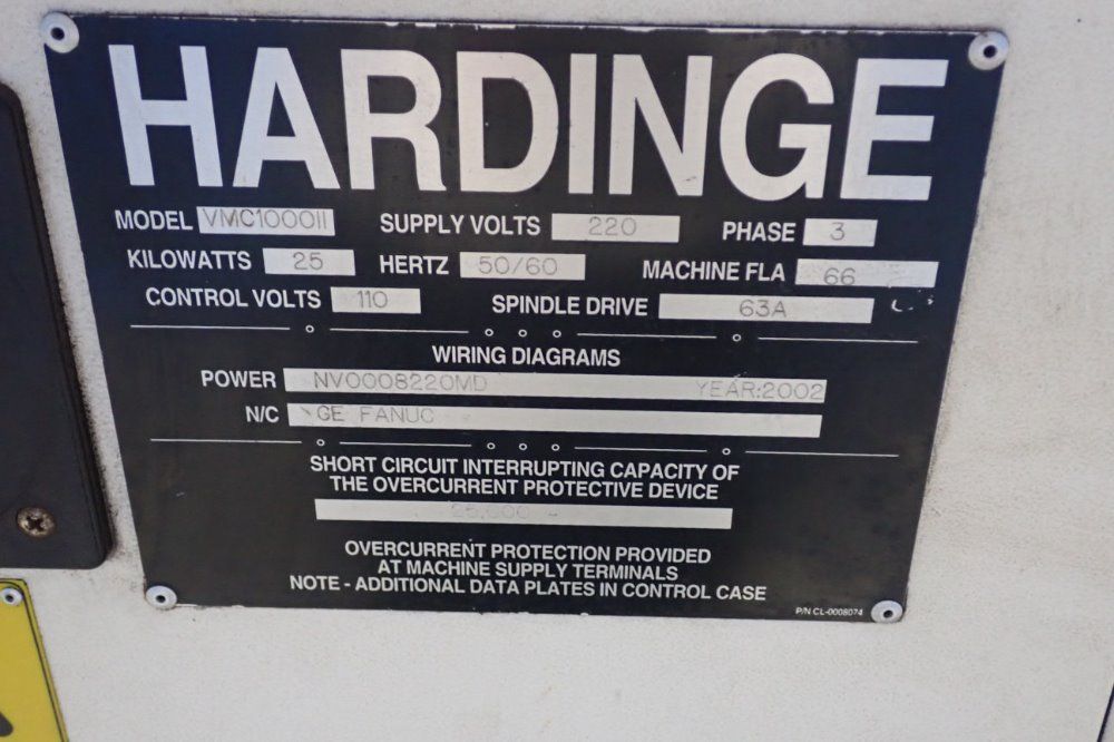 Hardinge 63a/44x20 Cnc Vmc - Vmc 1000 Ii