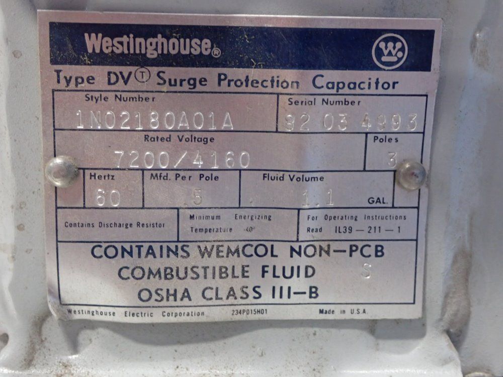 Westinghouse Surge Protection Capacitor - 1no2180a01a